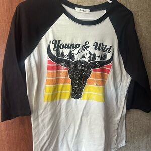 Young & Wild Black & White Raglan Tee